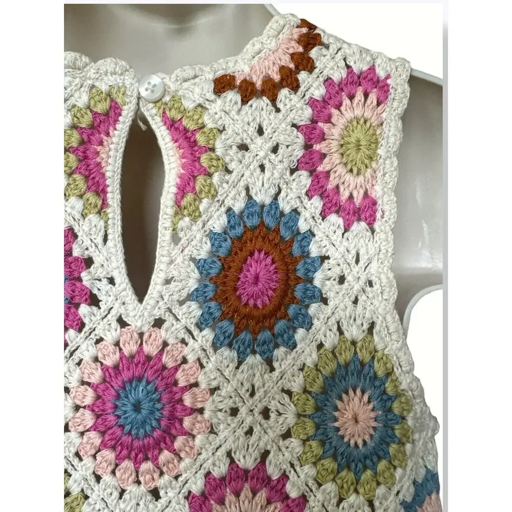 Zara Crochet Knit Dress Size 5 Years ( 110cm), Multicolored